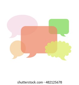 Vector transparent intersecting speech balloons. Communication, information, dialog concept. 