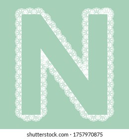 Vektortransparenter Schnappbrief "N" für elegante Schriften und Kinderartikel.