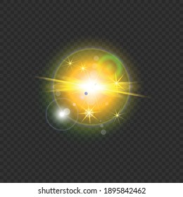 Vector transparent lens flare. Sun flash rays special effect