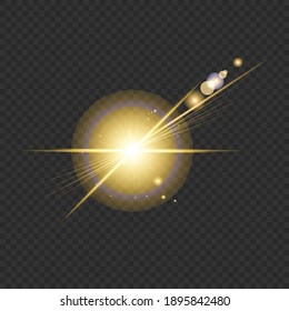 Vector transparent lens flare. Sun flash rays special effect