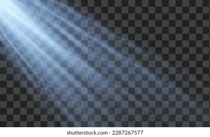 Vector transparent light with glare effect on a dark background.
Realistic sun rays. Sun, sunshine.