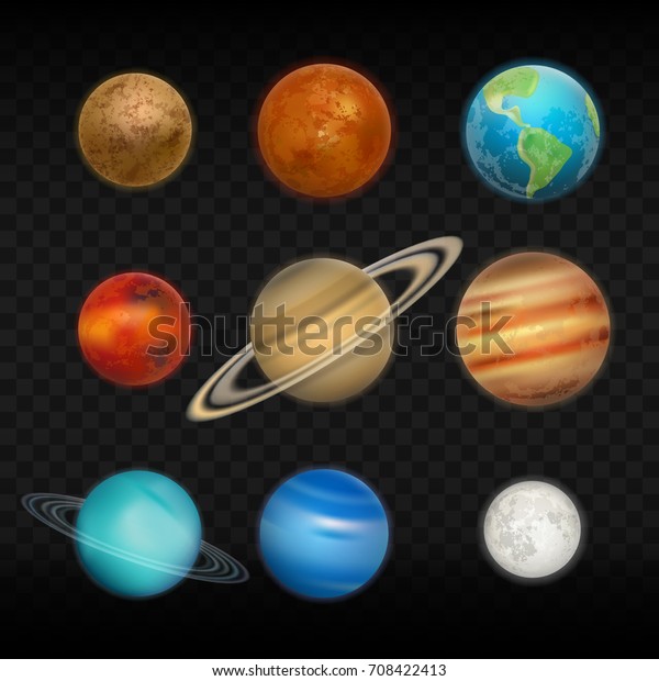 Vector Transparent Realistic Set Solar System Stock Vector (Royalty ...