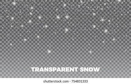  Vector transparent realistic snow background. Christmas and New Year decoration. Snowflakes background