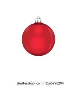 Vector transparent red Christmas ball isolated on white background