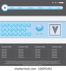 Vector transparent silver blue website design template