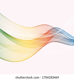 
Vector transparent smoky wave stream, rainbow color.