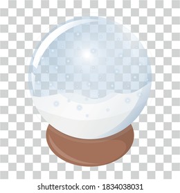 Vector transparent souvenir globe, with snowflakes inside. Element for Christmas concepts, isolated on white background