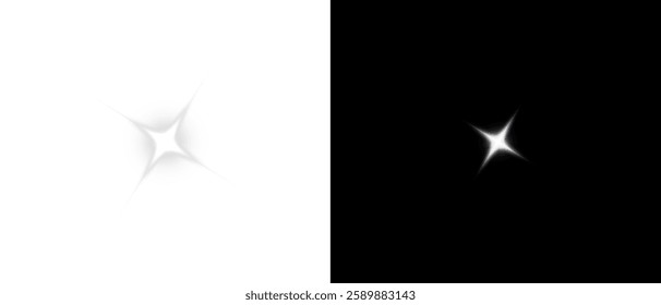 Vector transparent star with lens flare effect. Overlays, light, Sun, star, sunrays, overlays, light transitions, lens flare, light leaks and glare in PNG format. PNG sunlight flare light.