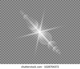 Vector transparent sun flash with rays and spotligh. Sunlight special lens flare light effect. Abstract texture for your design and business.