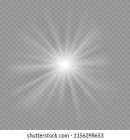 Vector transparent sun flash with rays and spotligh. Sunlight special lens flare light effect. Abstract texture for your design and business.