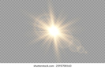 Vector transparent sun light with lens flare effect. Sun flush, Overlays, light, Sun, sunrays, transitions, lens flare, light leaks and glare in PNG format. PNG sunlight flare light.