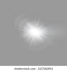 Vector transparent sun light special lens flare light effect. front lens sun flare. Vector blur in radiance light. Decor element. Horizontal star beams and spotlight. star