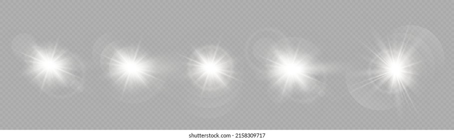 Vector transparent sun light special lens flare light effect. front lens sun flare. Vector blur in radiance light. Decor element. Horizontal star beams and spotlight. star