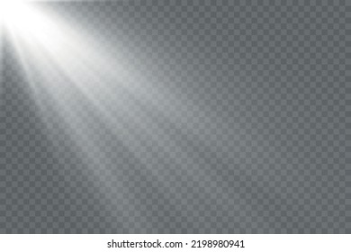 Vector transparent sun light, special lens, light burst effect.