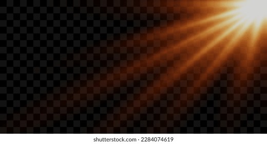 Vector transparent sun light special lens flare light effect. front lens sun flare. Vector blur in radiance light. Decor element. Horizontal star beams and spotlight.