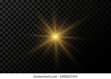 Luz solar transparente vectorial con especial efecto de luz de resplandor sobre el fondo transparente.