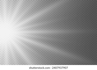 Vector transparent sunlight, lens flare special effect. solar flare on the front lens. Vector blur in the glow of light.