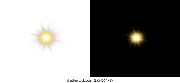 Vector transparent sunlight with lens flare effect. Overlays, overlay, light, Sun, sunrays, overlays, light transitions, lens flare, light leaks and glare in PNG format. PNG sunlight flare light effec