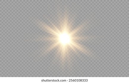 Vector transparent sunlight with lens flare effect. Overlays, overlay, light, Sun, sunrays, overlays, light transitions, lens flare, light leaks and glare in PNG format. PNG sunlight flare light effec