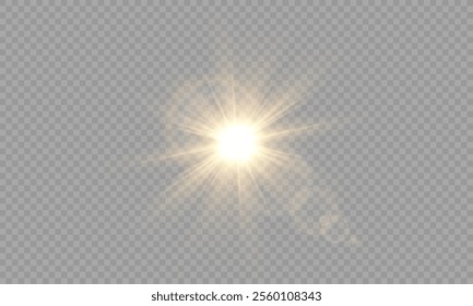 Vector transparent sunlight with lens flare effect. Overlays, overlay, light, Sun, sunrays, overlays, light transitions, lens flare, light leaks and glare in PNG format. PNG sunlight flare light effec