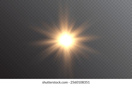 Vector transparent sunlight with lens flare effect. Overlays, overlay, light, Sun, sunrays, overlays, light transitions, lens flare, light leaks and glare in PNG format. PNG sunlight flare light effec