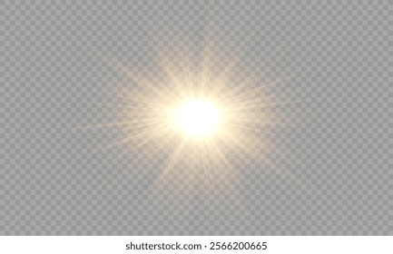 Vector transparent sunlight with lens flare effect. Overlays, light, Sun, sunrays, overlays, light transitions, lens flare, light leaks and glare in PNG format. PNG sunlight flare light.