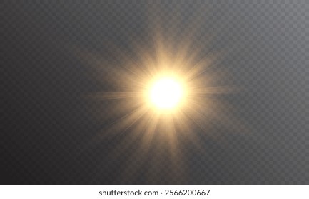 Vector transparent sunlight with lens flare effect. Overlays, light, Sun, sunrays, overlays, light transitions, lens flare, light leaks and glare in PNG format. PNG sunlight flare light.