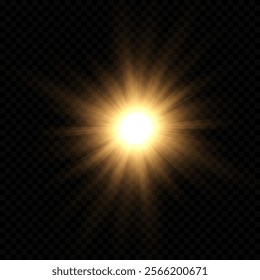 Vector transparent sunlight with lens flare effect. Overlays, light, Sun, sunrays, overlays, light transitions, lens flare, light leaks and glare in PNG format. PNG sunlight flare light.