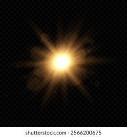 Vector transparent sunlight with lens flare effect. Overlays, light, Sun, sunrays, overlays, light transitions, lens flare, light leaks and glare in PNG format. PNG sunlight flare light.