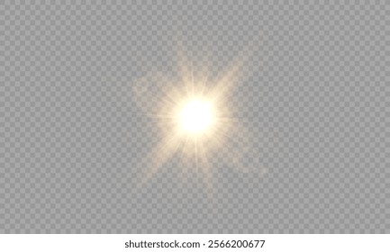Vector transparent sunlight with lens flare effect. Overlays, light, Sun, sunrays, overlays, light transitions, lens flare, light leaks and glare in PNG format. PNG sunlight flare light.