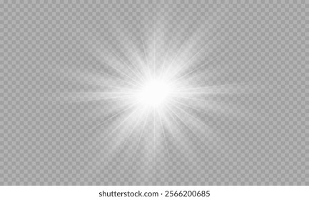 Vector transparent sunlight with lens flare effect. Overlays, light, Sun, sunrays, overlays, light transitions, lens flare, light leaks and glare in PNG format. PNG sunlight flare light.