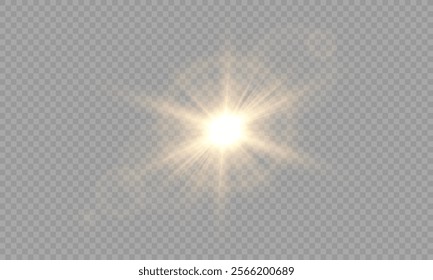 Vector transparent sunlight with lens flare effect. Overlays, light, Sun, sunrays, overlays, light transitions, lens flare, light leaks and glare in PNG format. PNG sunlight flare light.