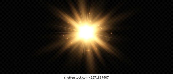 Vector transparent sunlight with lens flare effect. Overlays, overlay, light, Sun, sunrays, overlays, light transitions, lens flare, light leaks and glare in PNG format. PNG sunlight flare light effec