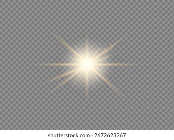 Luz solar transparente vetorial com efeito de flare da lente. Sobreposições, luz, Sol, raios de sol.