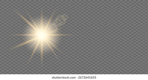 Luz solar transparente vetorial com efeito de flare da lente. Sobreposições, luz, Sol, raios solares, sobreposições, transições de luz, flare de lente, 