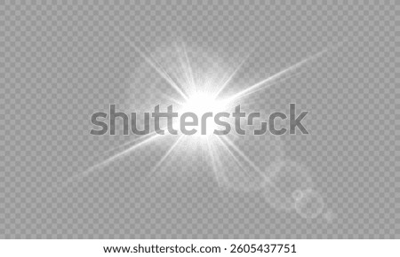 Vector transparent sunlight with lens flare effect. Overlays, light, Sun, sunrays, overlays, light transitions, lens flare, light leaks and glare in PNG format. PNG sunlight flare light.