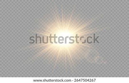 Vector transparent sunlight with lens flare effect. Overlays, light, Sun, sunrays, overlays, light transitions, lens flare, light leaks and glare in PNG format. PNG sunlight flare light.