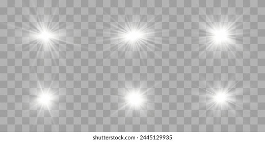 Vector de luz solar transparente, efecto de luz de destello especial. Efecto de luz brillante, sol brillante o rayos de luz. Png ligero. Elemento de decoración aislado sobre fondo transparente