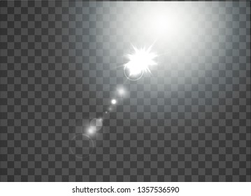 Vector transparent sunlight with special flare light effect. Glow light effect vector illustration. Sunlight with glow light effect on transparent background.