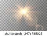 Vector transparent sunlight special lens flare light effect. Sun flash	