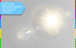 Vector Transparent Sunlight Special Lens Flare Light Effect. Sun Flash With Rays And Spotlight