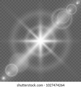 Vector transparent sunlight special lens flare effect. Transparent light effect isolated on transparent background.