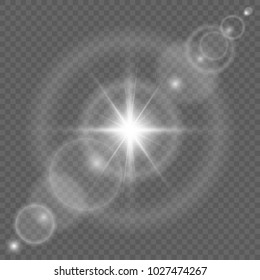 Vector transparent sunlight special lens flare effect. Transparent light effect isolated on transparent background.