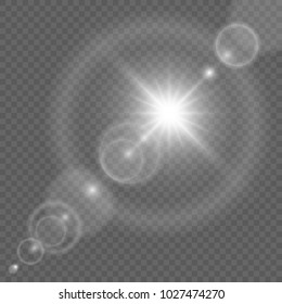 Vector transparent sunlight special lens flare effect. Transparent light effect isolated on transparent background.