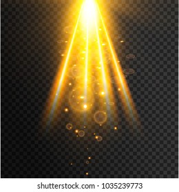 Vector transparent sunlight special lens flare light effect. Sun flash with rays and spotlight