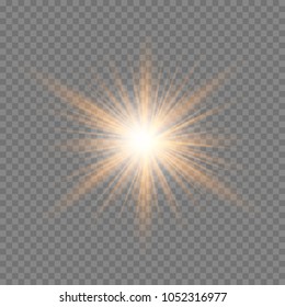 Vector transparent sunlight special lens flare light effect. Sun flash with rays and spotlight. The glow lighting effect. Star burst with sparkles. The sun's rays, glare