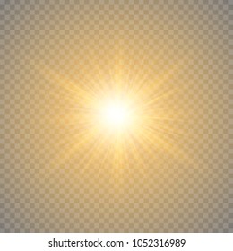 Vector transparent sunlight special lens flare light effect. Sun flash with rays and spotlight. The glow lighting effect. Star burst with sparkles. The sun's rays, glare