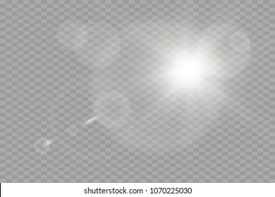 Vector Transparent Sunlight Special Lens Flare Light Effect. Sun Flash