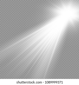 Vector transparent sunlight special lens flash light effect.front sun lens flash. Vector blur in the light of radiance.