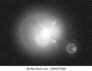 Vector transparent sunlight special lens flare light effect. Sun flash